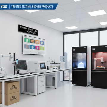 Modern laboratory with SGS equipment and branding NMN
